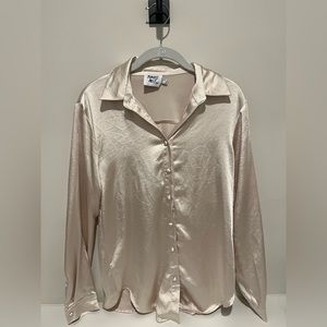 Champagne Princess Polly Satin Button-Up (SMALL/2)